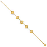 14K Polished and Diamond-cut Clover Station Bracelet